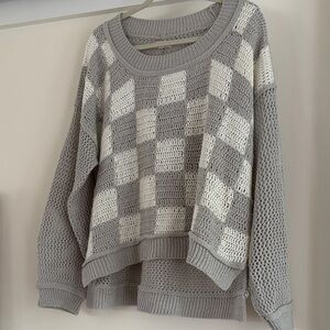 POL checkered pullover lightweight sweater